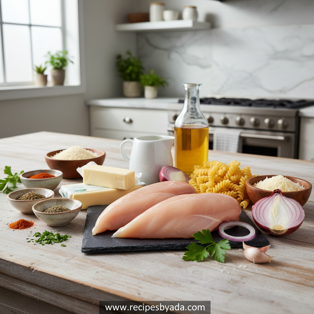 Ingredients for cowboy butter chicken pasta