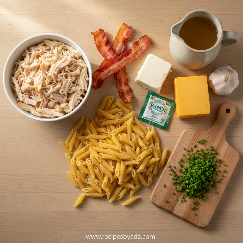 Ingredients for crack chicken penne recipe