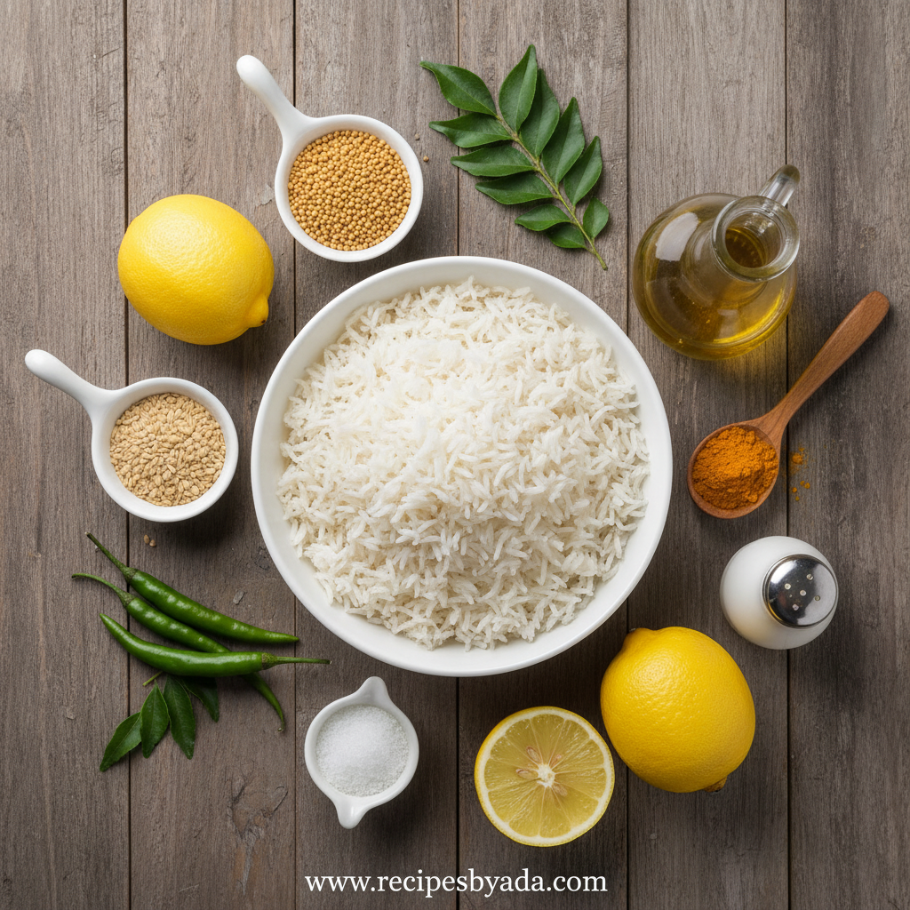 Ingredients for South Indian lemon rice