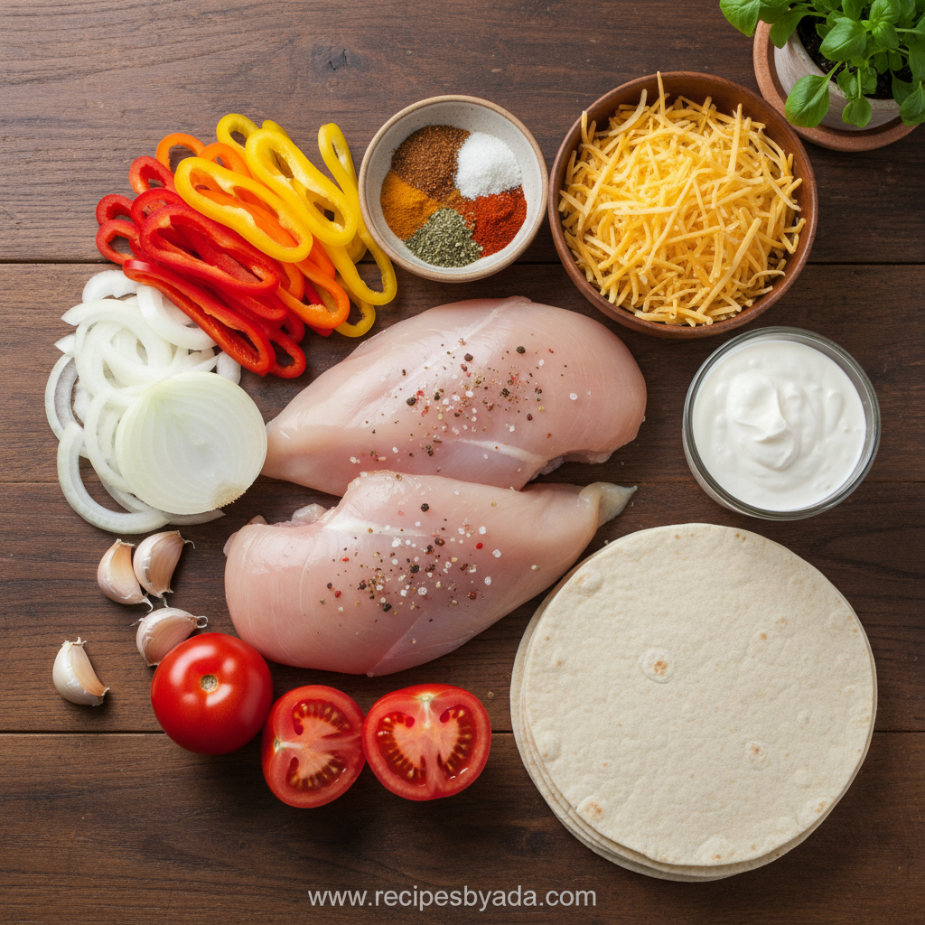 Ingredients for Mexican chicken with cheese sauce