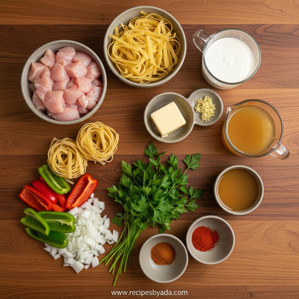 Ingredients for cowboy butter chicken pasta