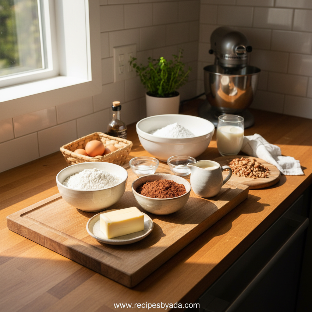 Ingredients for Texas chocolate sheet cake