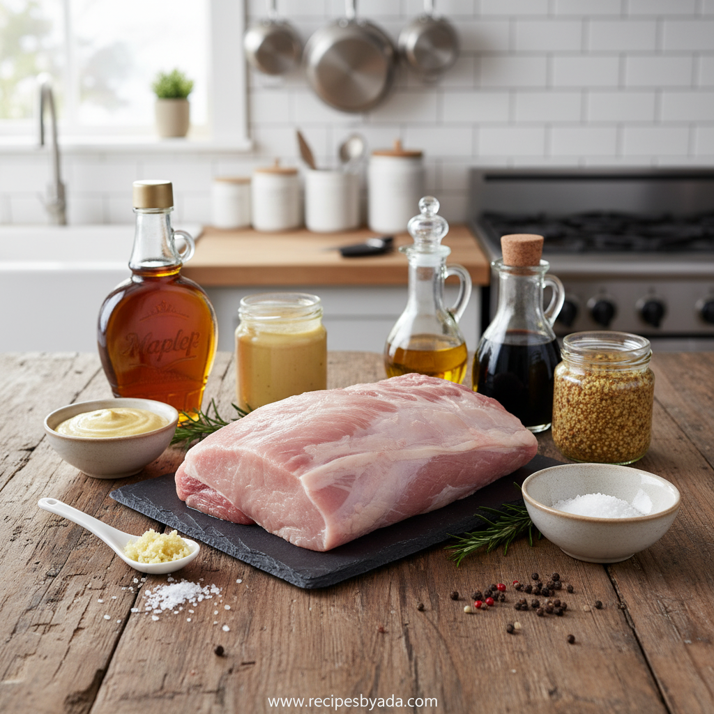 Ingredients for maple mustard lamb glaze