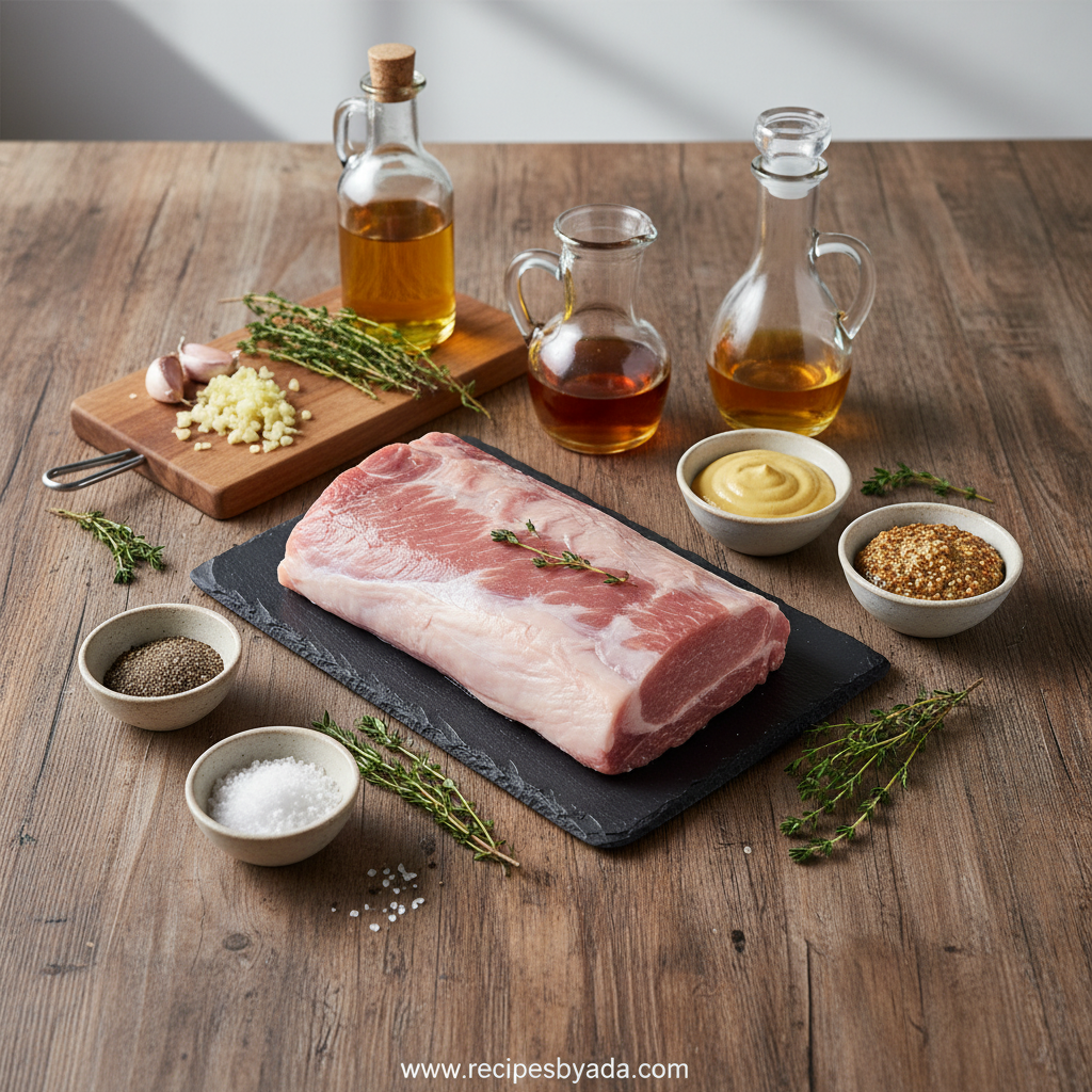 Ingredients for glazed maple lamb recipe