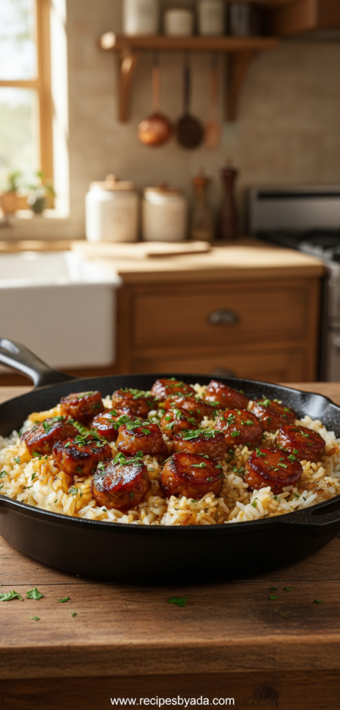 one-skillet-cajun-honey-garlic-sausage---rice_feature