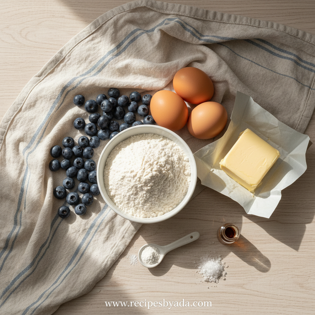 Ingredients for Bakery Style Blueberry Muffins
