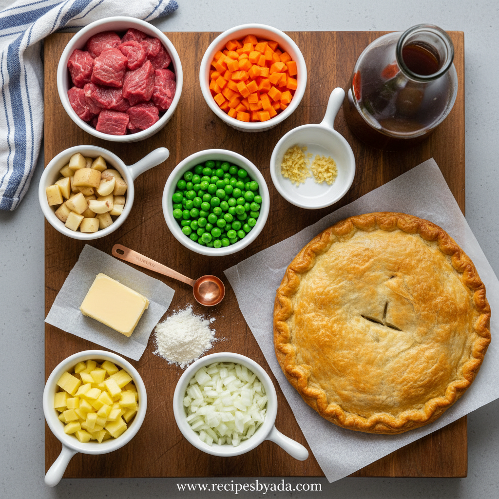 Ingredients for beef pot pie