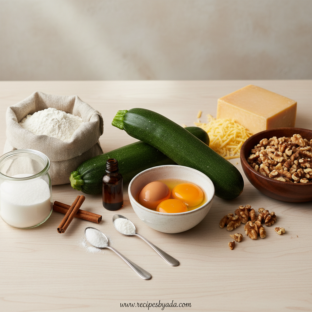 Ingredients for Zucchini Cheddar Bread