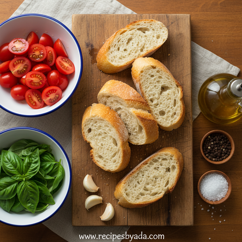 Ingredients for Classic Italian Bruschetta
