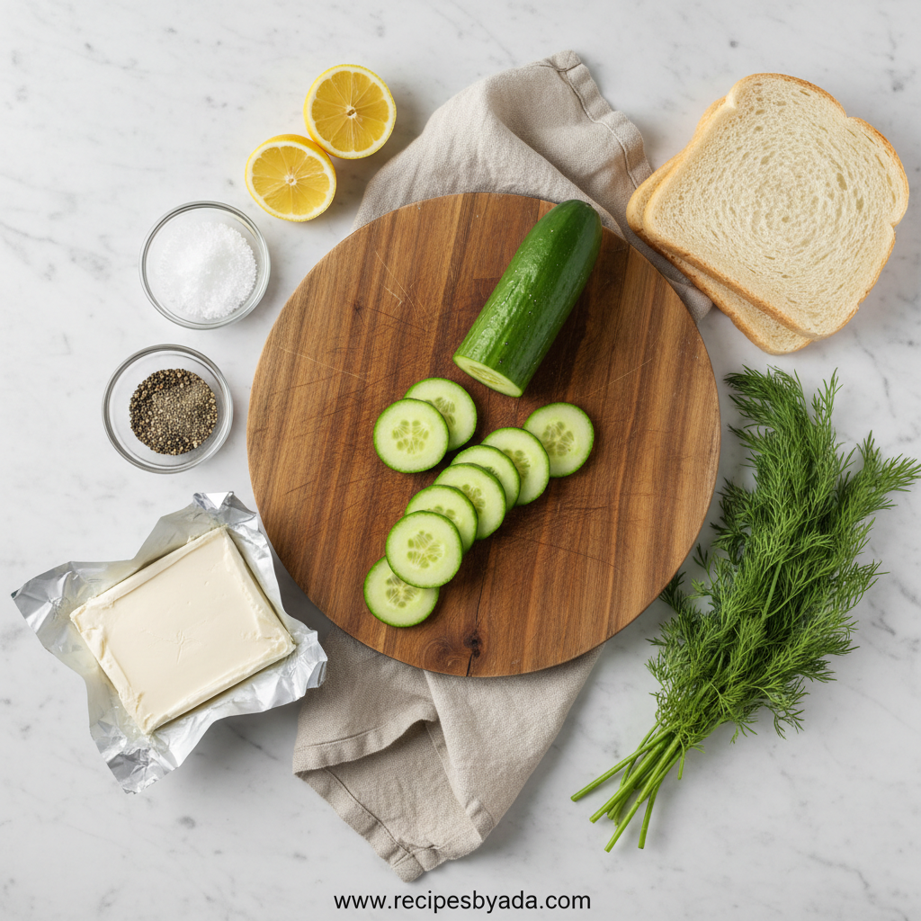 Ingredients for cucumber sandwich