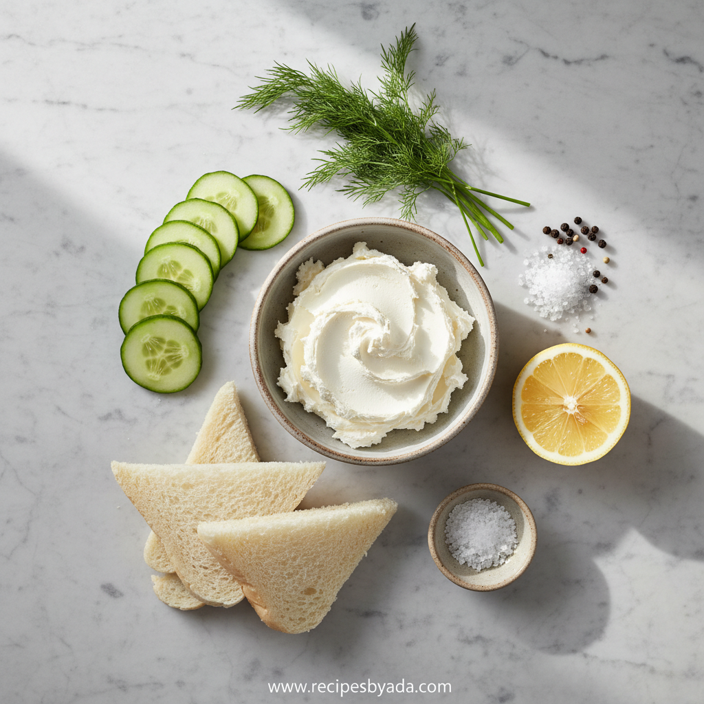 Ingredients for cucumber sandwiches