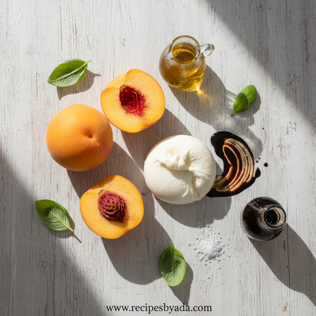 Ingredients for Fresh Peach Burrata Salad