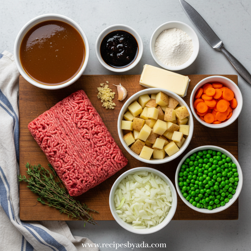 Ingredients for Ground Beef Potato Pie