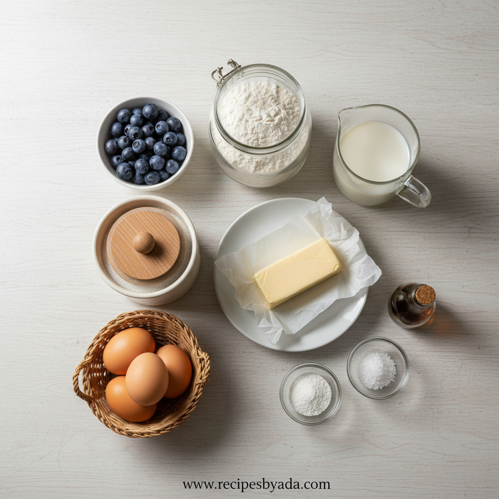 Ingredients for blueberry muffins