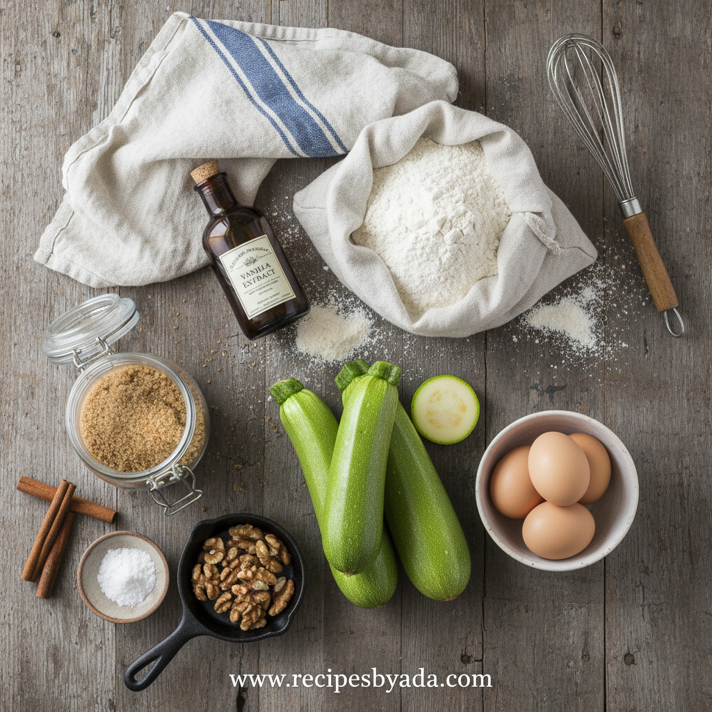 Ingredients for Mom’s Secret Moist Zucchini Bread