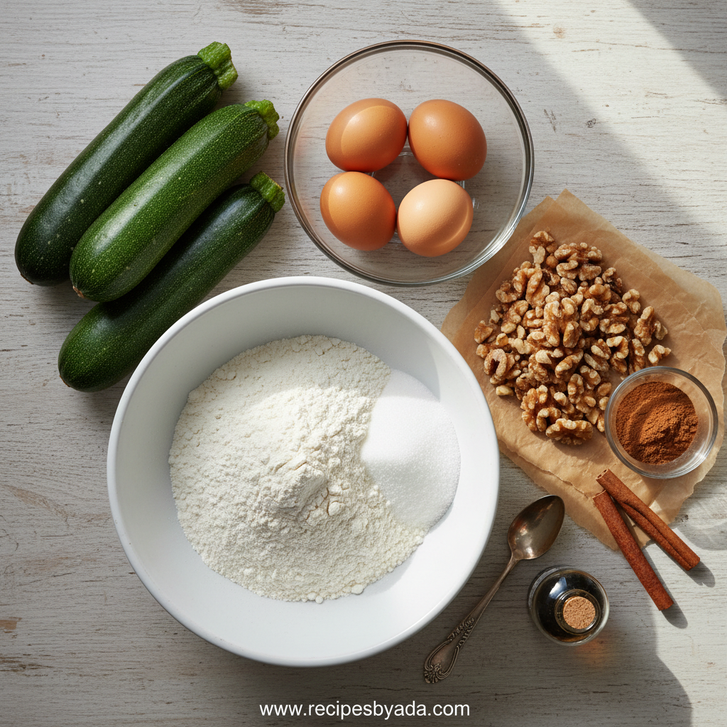 Ingredients for Old Fashioned Zucchini Bread
