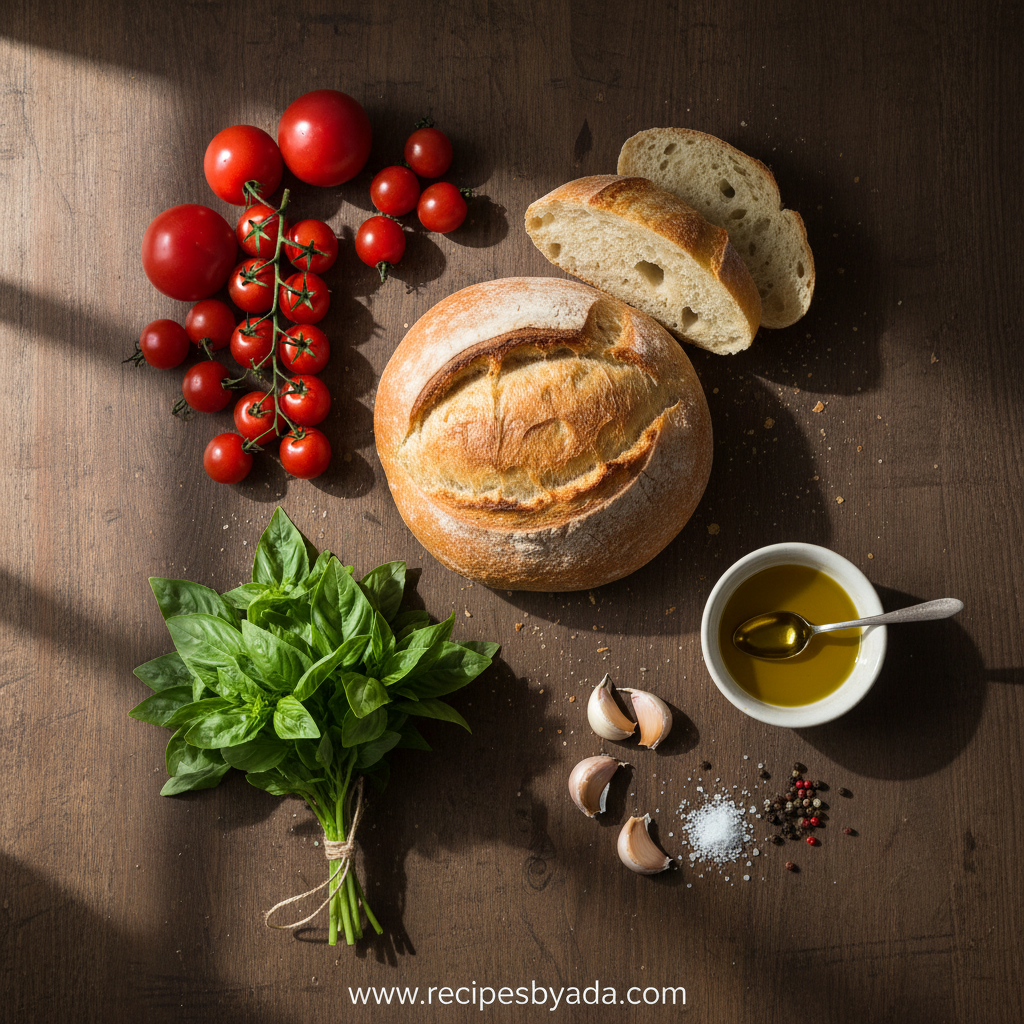 Fresh ingredients for Rustic Italian Bruschetta
