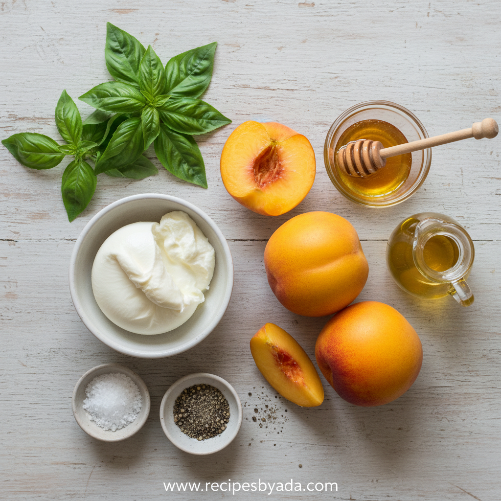 Ingredients for Summer Peach Burrata Salad
