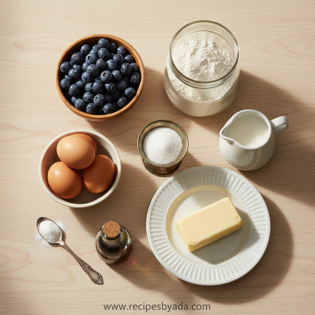 Ingredients for blueberry muffins