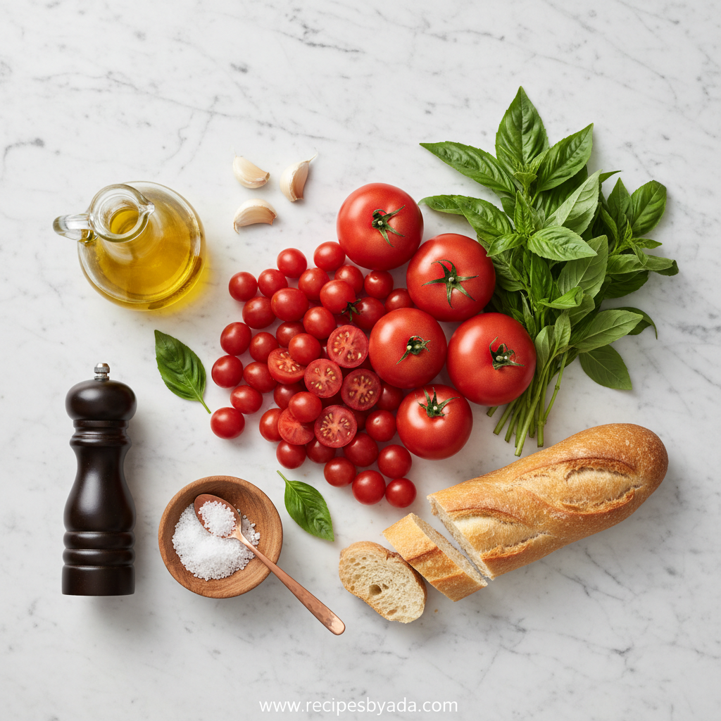 Ingredients for Tomato Basil Bruschetta