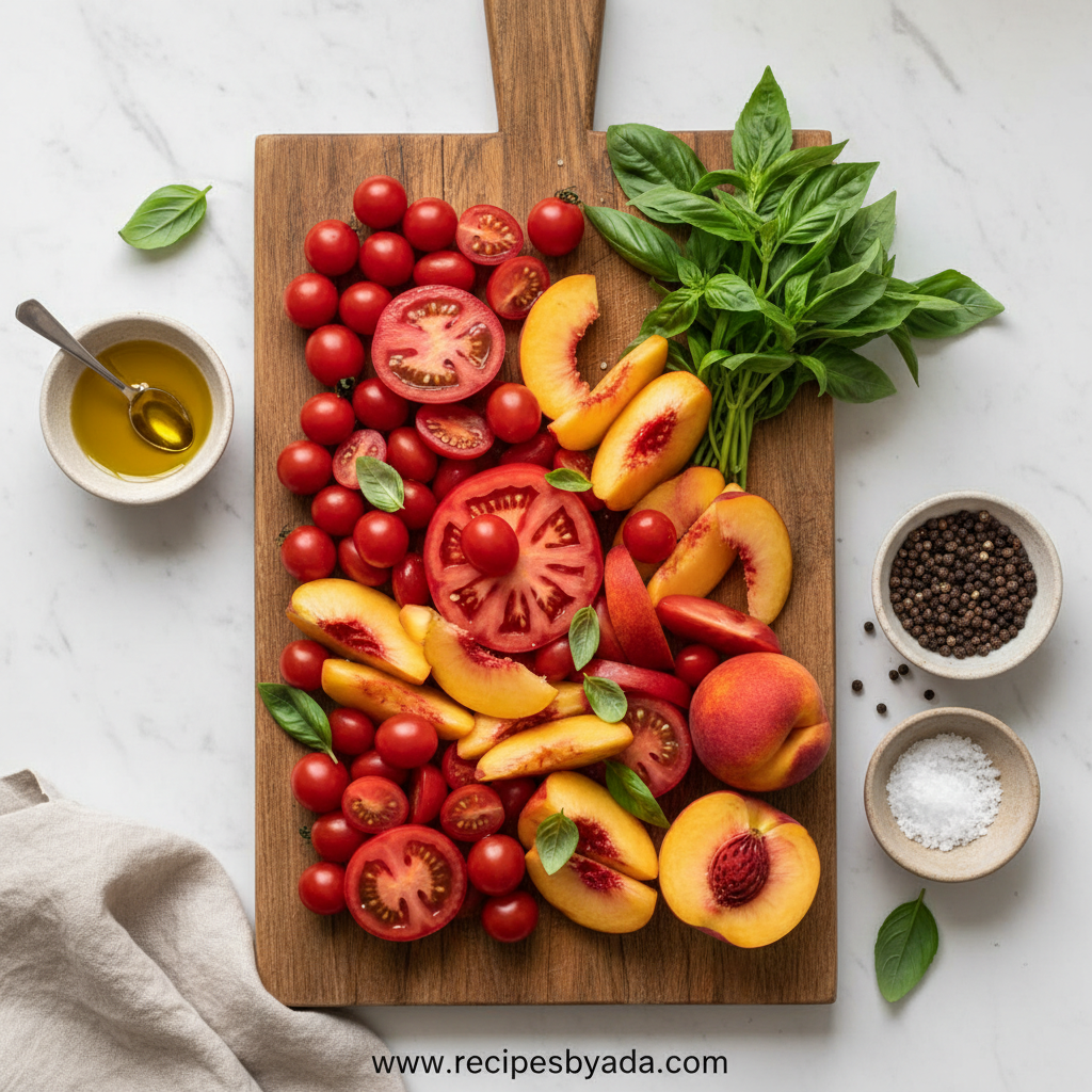 Ingredients for Tomato Peach Salad