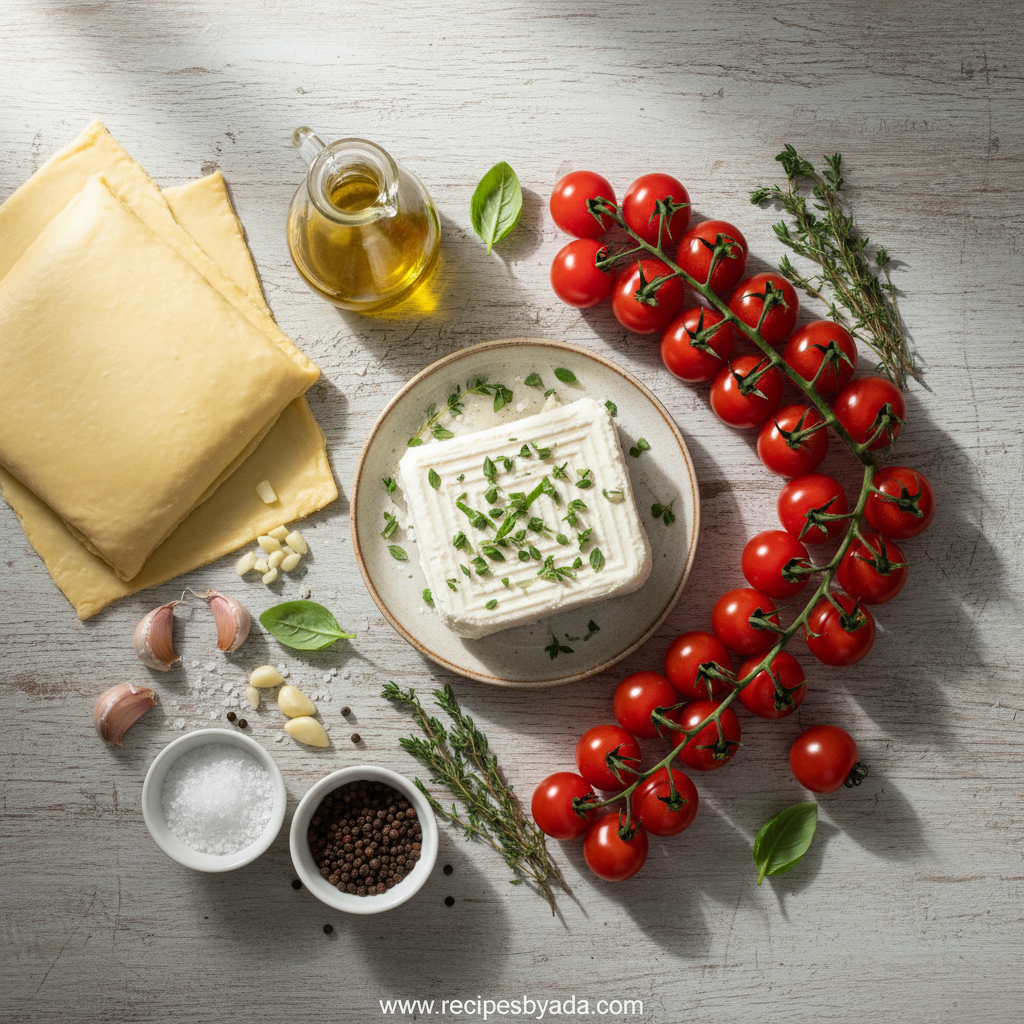 Ingredients for Cherry Tomato Tart with Herbed Ricotta