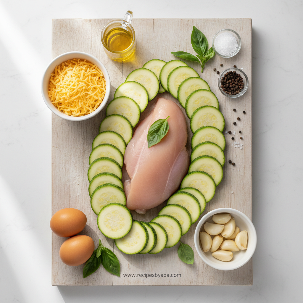 Ingredients for Chicken Zucchini Bake