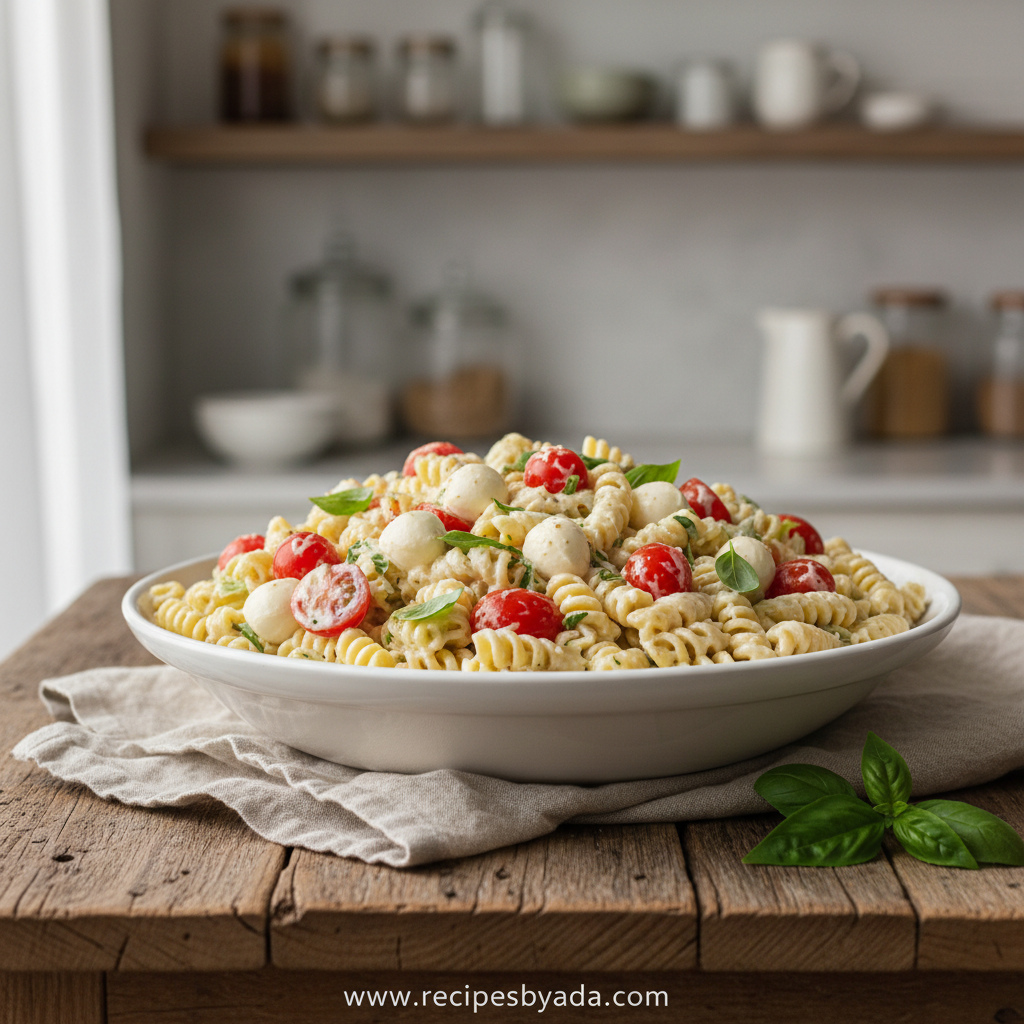 creamy-caprese-pasta-salad--simple-dinner-for-a-crowd--fresh-summer-dinner-recipes_feature