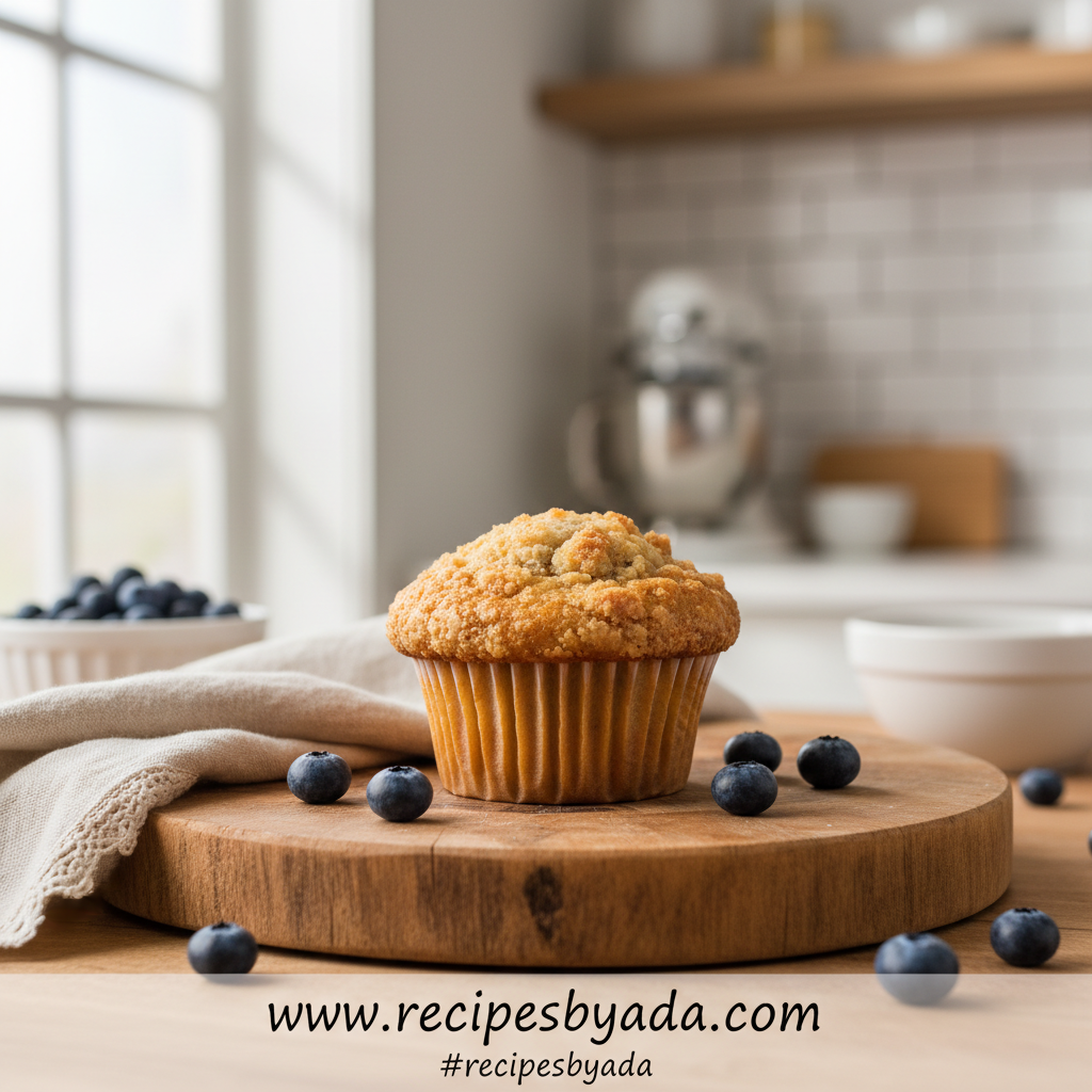 Easy blueberry muffins with crumble topping