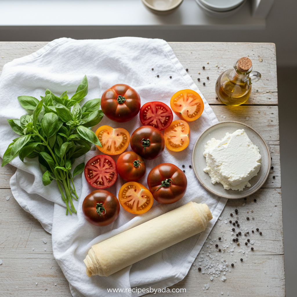 Ingredients for Heirloom Tomato Ricotta Tart